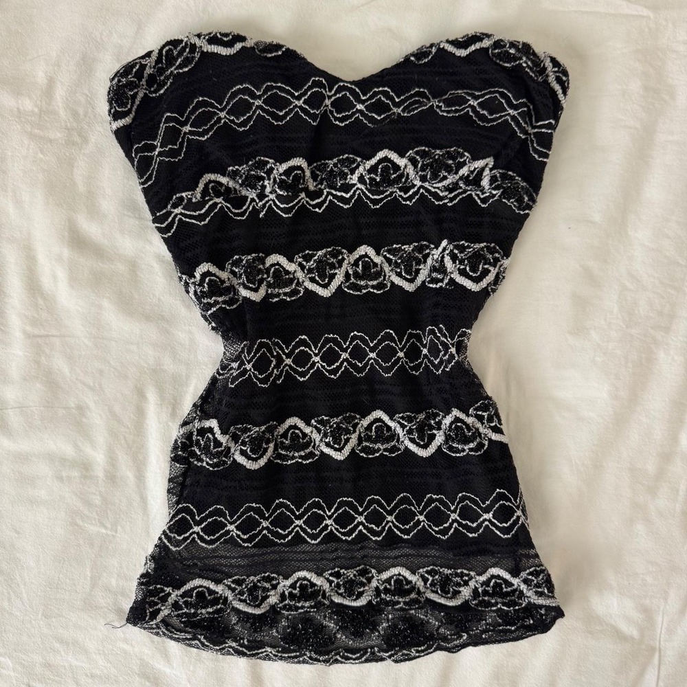 Y2K 2000s Love J Bandeau whimsical lace & sparkle top